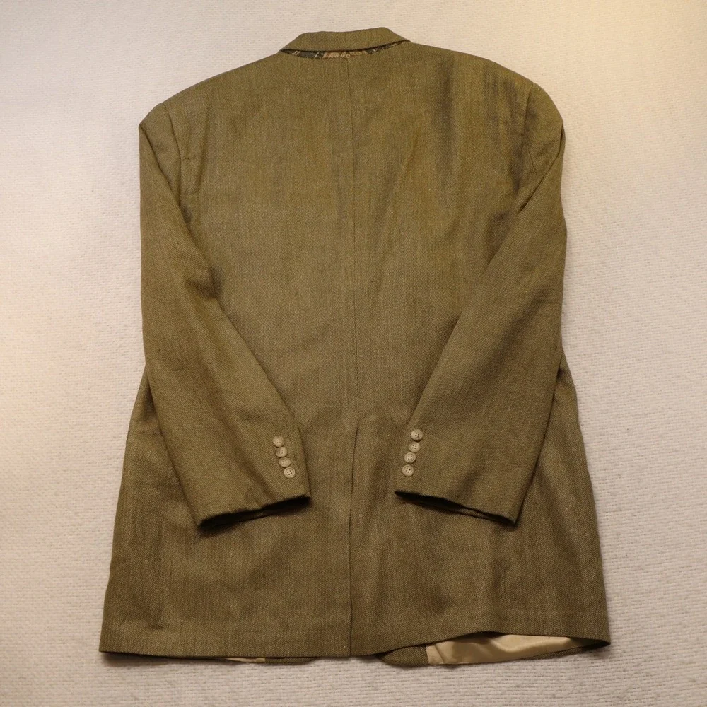 Tommy Hilfiger Mens 44L Blazer Olive Green Three Button Sport Coat USA Made Vtg